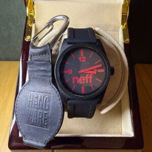 Neff Daily Watch Black/Red w/ Hang Ware clip + strap, 43mm
